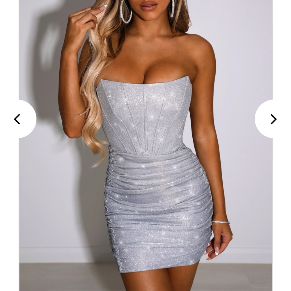 Baby boo silver sparkly 21st dress size S